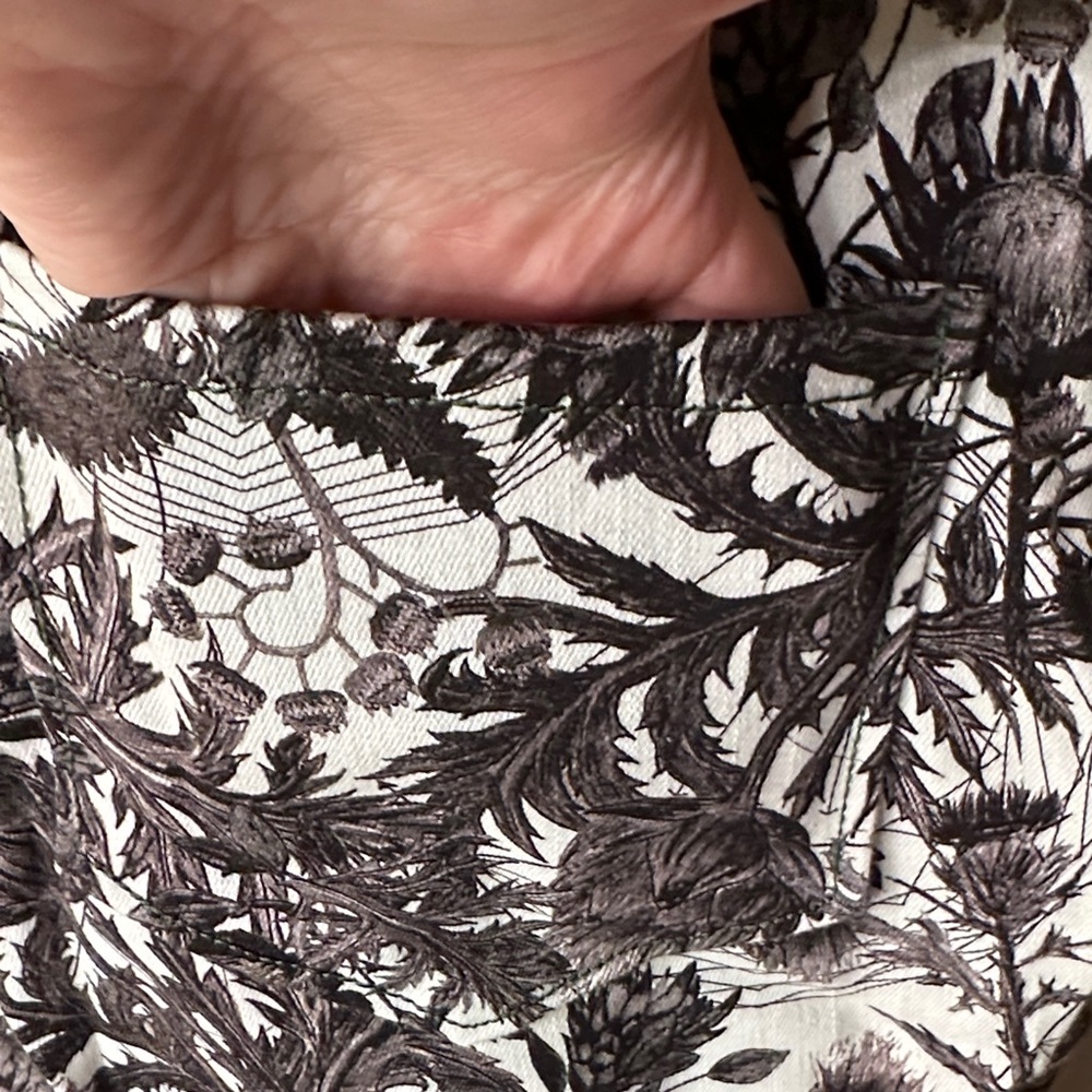 Black and White Gothic Floral Print Overalls - Picture 6 of 10